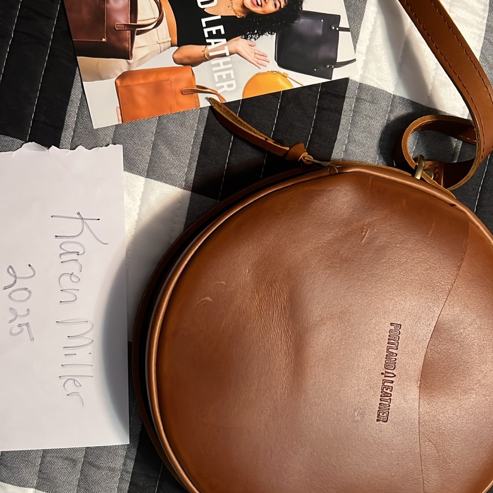 Portland Leather Circular Tan Crossbody Bag